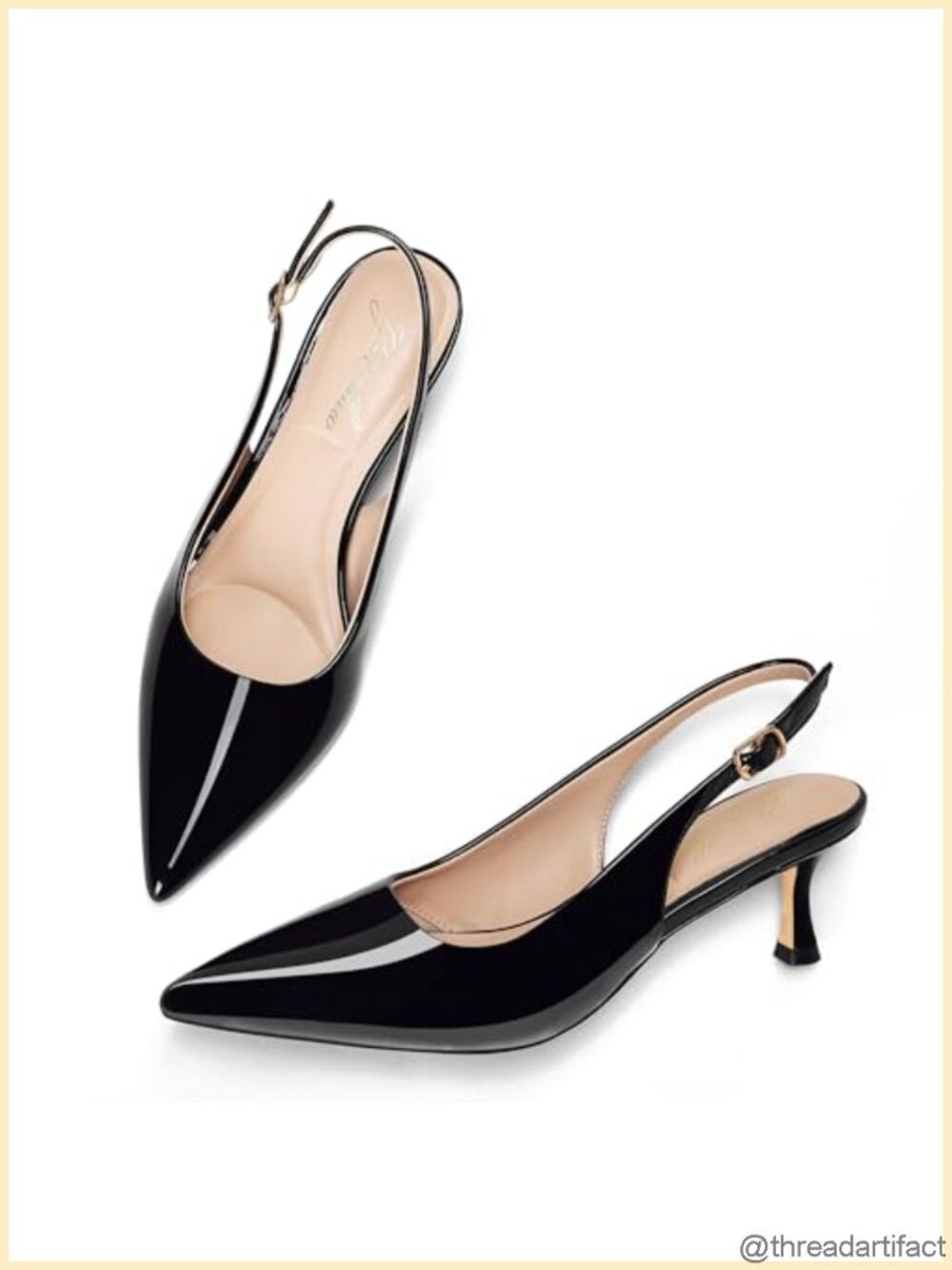 Kitten Heel Slingback Pointed Toe 2 Inch Low Heel Dressy Work Pumps